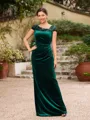 Sheath/Column Velvet Ruched V-neck Sleeveless Floor-Length Mother of the Bride Dresses