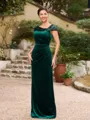 Sheath/Column Velvet Ruched V-neck Sleeveless Floor-Length Mother of the Bride Dresses