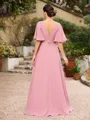 A-Line/Princess Chiffon Ruched V-neck 1/2 Sleeves Floor-Length Mother of the Bride Dresses