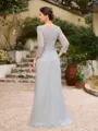Sheath/Column 30D Chiffon Beading V-neck 3/4 Sleeves Floor-Length Mother of the Bride Dresses