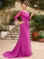 Sheath/Column Chiffon Applique Off-the-Shoulder 3/4 Sleeves Sweep/Brush Train Mother of the Bride Dresses