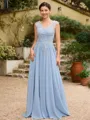 A-Line/Princess Chiffon Applique V-neck Sleeveless Floor-Length Mother of the Bride Dresses