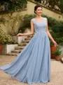 A-Line/Princess Chiffon Applique V-neck Sleeveless Floor-Length Mother of the Bride Dresses