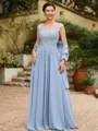 A-Line/Princess Chiffon Applique V-neck Sleeveless Floor-Length Mother of the Bride Dresses