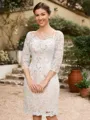 Sheath/Column Chiffon Applique Bateau 3/4 Sleeves Short/Mini Mother of the Bride Dresses