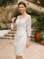 Sheath/Column Chiffon Applique Bateau 3/4 Sleeves Short/Mini Mother of the Bride Dresses