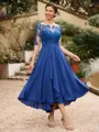 A-Line/Princess Chiffon Applique Bateau 1/2 Sleeves Tea-Length Mother of the Bride Dresses