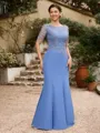Sheath/Column Chiffon Applique Bateau Short Sleeves Floor-Length Mother of the Bride Dresses