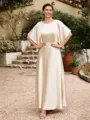 A-Line/Princess Silk like Satin Ruched Scoop 1/2 Sleeves Ankle-Length Mother of the Bride Dresses