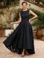 A-Line/Princess Lace Applique Scoop Sleeveless Asymmetrical Mother of the Bride Dresses