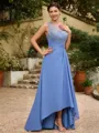 A-Line/Princess Chiffon Applique Scoop Sleeveless Asymmetrical Mother of the Bride Dresses