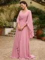 A-Line/Princess Chiffon Ruched V-neck 3/4 Sleeves Floor-Length Mother of the Bride Dresses