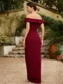 Sheath/Column Stretch Crepe Ruched Off-the-Shoulder Sleeveless Floor-Length Mother of the Bride Dresses