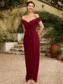 Sheath/Column Stretch Crepe Ruched Off-the-Shoulder Sleeveless Floor-Length Mother of the Bride Dresses