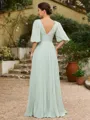 A-Line/Princess Chiffon Ruched V-neck 1/2 Sleeves Floor-Length Mother of the Bride Dresses