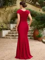 Sheath/Column Jersey Ruched V-neck Short Sleeves Floor-Length Mother of the Bride Dresses