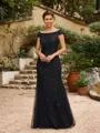 Sheath/Column Tulle Beading Off-the-Shoulder Sleeveless Floor-Length Mother of the Bride Dresses
