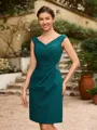 Sheath/Column Stretch Crepe Ruched V-neck Sleeveless Short/Mini Mother of the Bride Dresses
