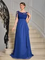 A-line Scoop Appliques Lace Floor-Length Chiffon Mother of the Bride Dress