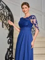 A-line Scoop Appliques Lace Floor-Length Chiffon Mother of the Bride Dress