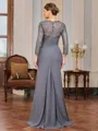 Sheath Scoop 3/4 Sleeves Appliques Lace Floor-Length Chiffon Mother of the Bride Dress
