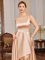 A-line Scoop Asymmetrical Silk Like Satin Mother of the Bride Dress