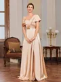 A-line Pleated Floor-Length Silk Like Satin Mother of the Bride Dress