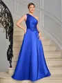 A-line One-Shoulder Appliques Lace Floor-Length Satin Mother of the Bride Dress