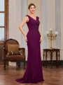 Sheath V-neck Beading Floor-Length Chiffon Mother of the Bride Dress