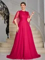 A-line Scoop Floor-Length 30D Chiffon Mother of the Bride Dress