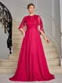 A-line Scoop Floor-Length 30D Chiffon Mother of the Bride Dress