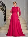 A-line Scoop Floor-Length 30D Chiffon Mother of the Bride Dress