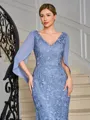 Sheath V-neck Appliques Lace Floor-Length Chiffon Mother of the Bride Dress
