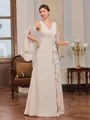 Sheath V-neck Ruffles Floor-Length Chiffon Mother of the Bride Dress