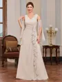 Sheath V-neck Ruffles Floor-Length Chiffon Mother of the Bride Dress