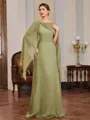 A-line Scoop Floor-Length Chiffon Mother of the Bride Dress