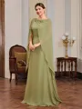 A-line Scoop Floor-Length Chiffon Mother of the Bride Dress