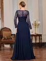 A-line Scoop Long Sleeves Appliques Lace Floor-Length Chiffon Mother of the Bride Dress