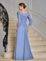 A-line V-neck 3/4 Sleeves Ruffles Floor-Length Chiffon Mother of the Bride Dress