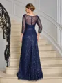 Sheath Sweetheart 3/4 Sleeves Floor-Length Mother of the Bride Dress