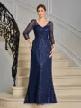 Sheath Sweetheart 3/4 Sleeves Floor-Length Mother of the Bride Dress