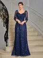 Sheath Sweetheart 3/4 Sleeves Floor-Length Mother of the Bride Dress