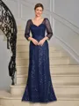 Sheath Sweetheart 3/4 Sleeves Floor-Length Mother of the Bride Dress
