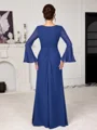 Sheath V-neck Long Sleeves Pleated Floor-Length Chiffon Mother of the Bride Dress