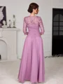 A-line Sweetheart 3/4 Sleeves Appliques Lace Asymmetrical Chiffon Mother of the Bride Dress