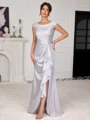 Sheath Scoop Ruffles Floor-Length Mother of the Bride Dress