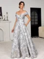 A-line Off-the-Shoulder Floor-Length Corset Mother of the Bride Dress