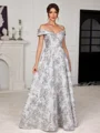 A-line Off-the-Shoulder Floor-Length Corset Mother of the Bride Dress
