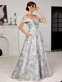 A-line Off-the-Shoulder Floor-Length Corset Mother of the Bride Dress
