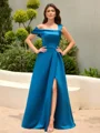 A-line Floor-Length Satin Corset Mother of the Bride Dress